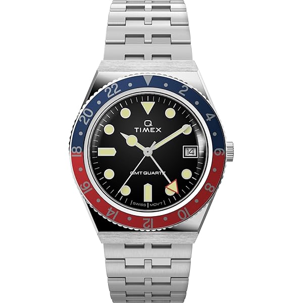 Amazon.com: Timex Men's Q GMT 38mm Watch - Black Dial Stainless