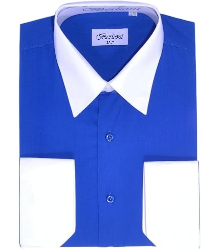 Men's White Two Tone Dress Shirt