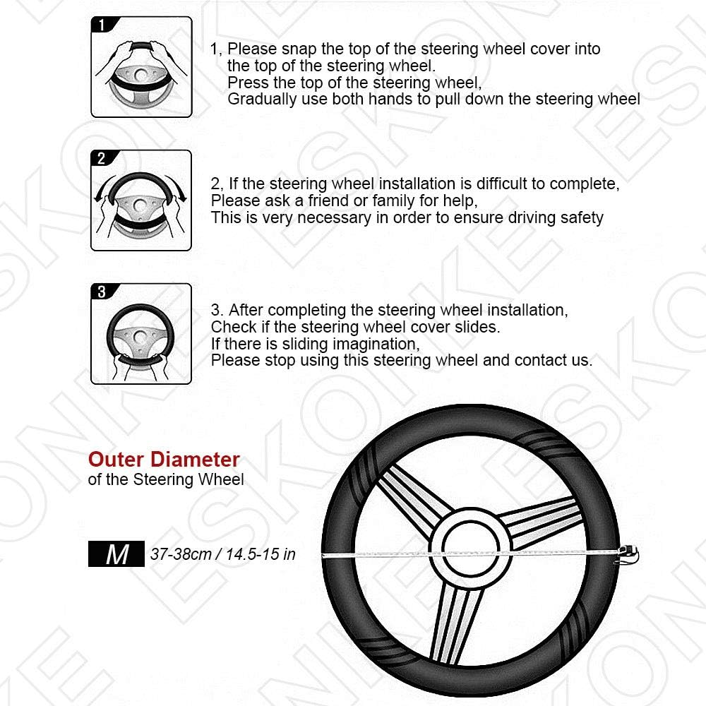 Queen's Auto Steering Wheel Cover with Noble Crown + Bling Diamond + Soft Leather Car Stylish Series Universal 15"/38cm (Queen ONLY) (Black): Automotive