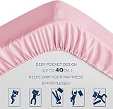 Bedsure Double Fitted Sheet Deep 16in Pocket 135x190 Pink Microfiber view 5