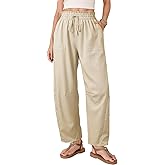 Dokotoo Women's Striped Barrel Casual Pants High Waisted 2026 Elastic Drawstring Trousers