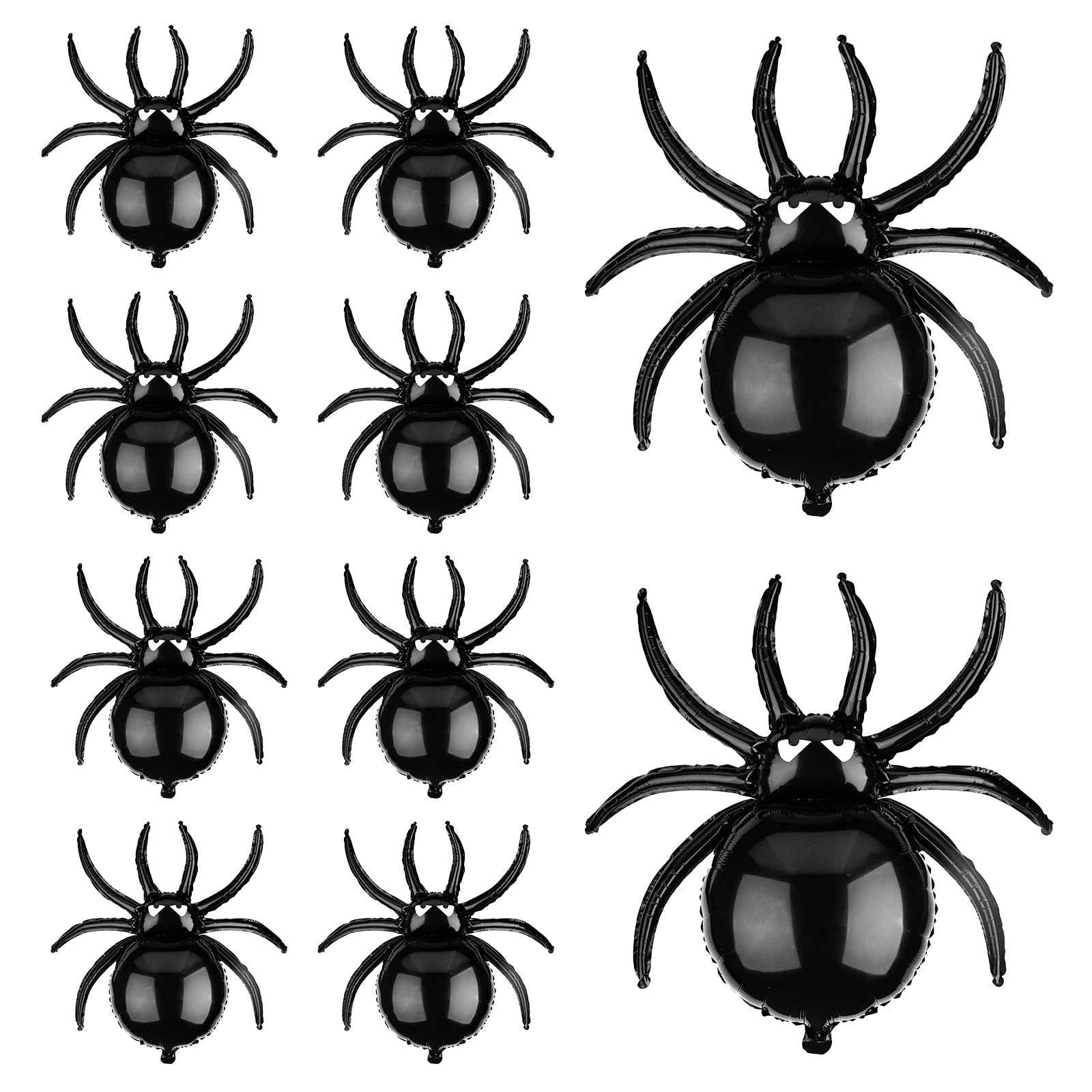 Photo 1 of 10pcs Halloween Spider Balloons, 32.28x30.7 Inch Large Spider Foil Balloons Scary Halloween Balloons for Halloween Themed Props Party Decorations Supplies