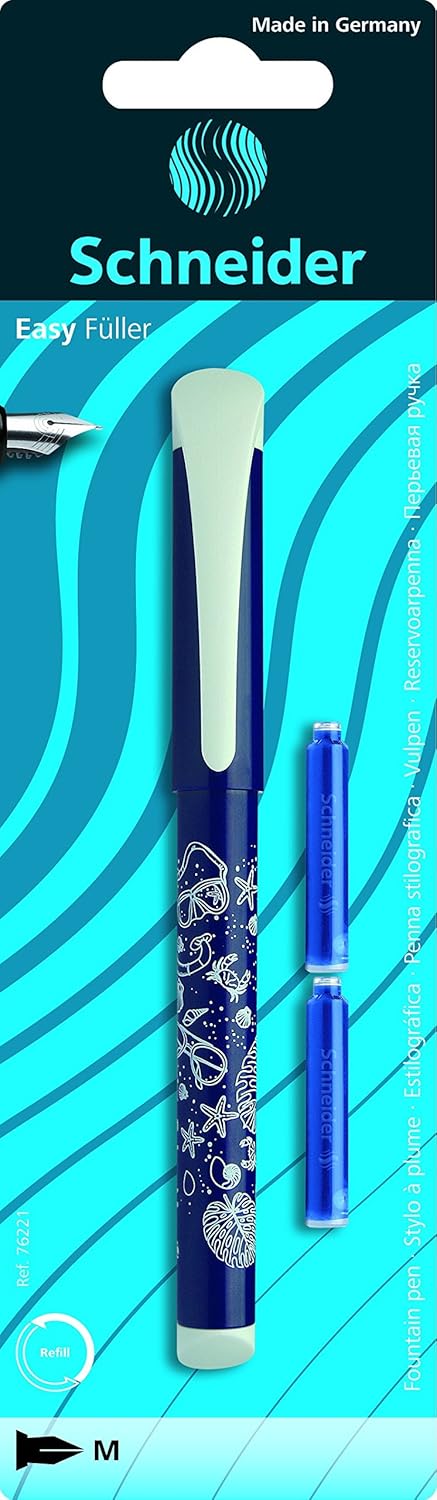 Schneider Fountain pen Easy, M, blister card per piece including 2 cartridges (sorted - color will be sent randomly)
