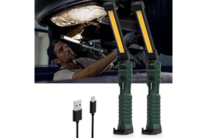 HOODINK 2 Pack Rechargeable LED Work Lights with Magnetic Base and 360° Rotating Hook,7 Lighting Modes, Portable Outdoor Flashlights for Car Repairing, Camping, and Maintenance,YL3100-2