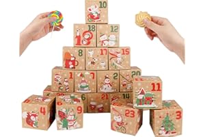 ONESING 24 Pcs DIY Christmas Advent Calendar Boxes for 2025, 24 Days Countdown Calendar Gift for Adults and Kids Christmas Cardboard Number Boxes Make & Fill Your Own Advent Calendar Boxes Lovely Xmas Party Present, Kraft Papper