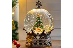 XINDIAN Snow Globe Lighted Christmas Decorations, Christmas Tree Musical Crown Snow Globe with Swirling Glitter, Christmas Holiday Party Gifts and Decorations