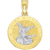 14K White and Yellow Gold Saint Michael 