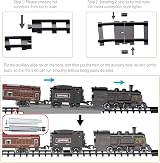 BUBUQE Electric Train Set Alloy Locomotive Lights Smoke Tracks 51in Oval view 8
