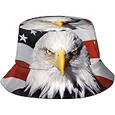 American Flag Bald Eagle Bucket Hat for Women Men Packable USA 4th of July Fisherman Hats Outdoor Sun Caps