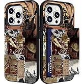 IWONE Compatible for iPhone 15 Pro Max Case Cute with Card Holder Slim Slot Phone Promax Wallet Cover for Women/Cowboy Country Wrangler Collage Cow Western Cowgirl Cactus