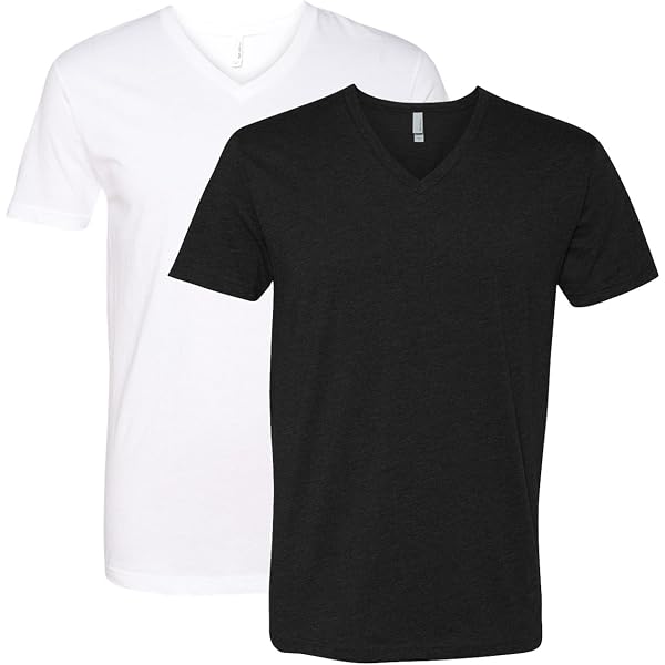 Next Level Men's Premium V-Neck T-Shirts 2-Pack - 4.3 Oz, 60/40 Cotton Blend, White & Military Green