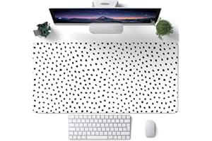 CYZFF Boho Desk Mat, Polka Dot Large Mouse Pad Desk Pad Boho Desk Accessories for Women Office Decor, XXL Mousepad Long Laptop Keyboard Mouse Mat 31.5''X15.7'' Non-Slip Rubber Base with Stitched Edges