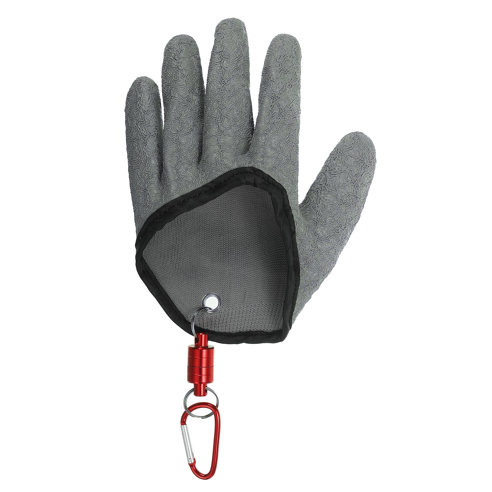 PATIKIL Fishing Gloves With Alloy Magnet Release Fisherman Professional Catch Fish Gloves Non-Slip Puncture Resistant Waterproof Fillet Glove for Handling Catching Cleaning, Grey (Left)