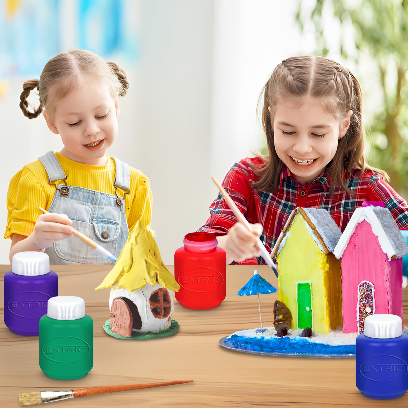 Kids Painting Set, Washable Paint for Kids 12 Colors, Non Toxic Tempera Paint 2 oz Each, Paints for Toddlers Art, Craft, School and Home Finger Paints Projects