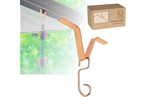 U-nitt Gutter Clip for Rain Chain Installation DIY | Gutter Adapter for Roof Downspout Chain | Water Collection | Copper Plated, Heavy Metal, 6 X 5 inches, Adjustable, Fits 2 in Gutter Hole