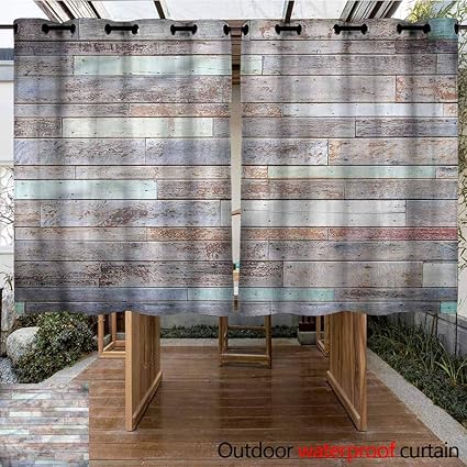 Amazon Com Sunnyhome Doorway Curtain Rustic Wooden Cabin Wall