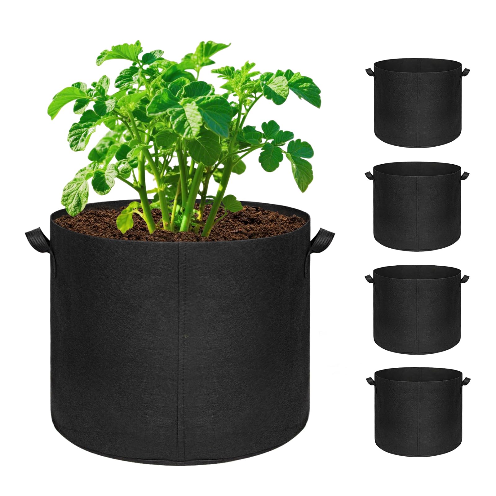 Photo 1 of Hemikaki 5-Pack 20 Gallon Grow Bags, Large Nonwoven Fabric Pots with Handles for Planting Fruits, Vegetables, Flowers Indoor Outdoor