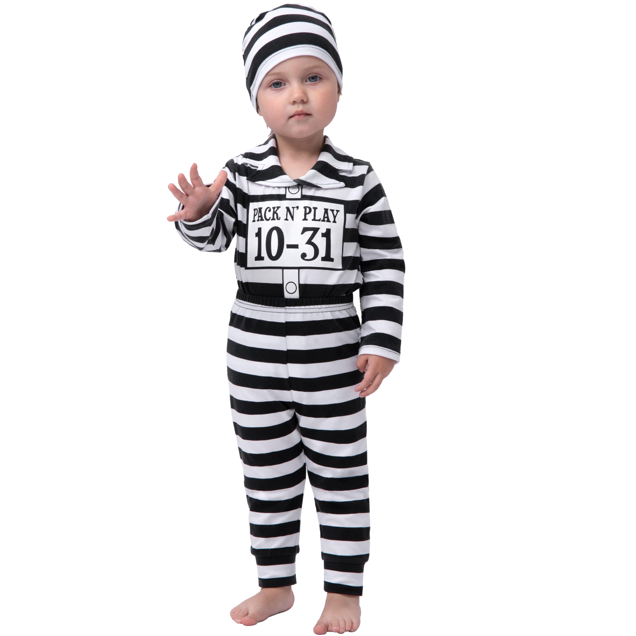 Spooktacular Creations Prisoner Costume for Baby and Toddler, Halloween Baby Jail Costume for Halloween Costume Cosplay Parties(18-24 Months)