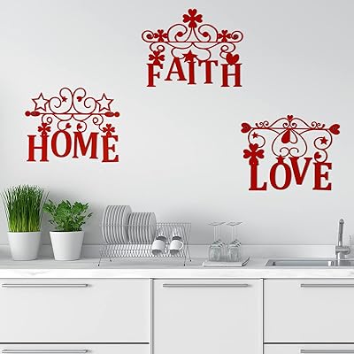 Buy Metal Wall Word Sculpture Red Home Love And Faith Metal Wall Word Rustic Metal Wall Art Farm Entryway Wall Signs Decorative Style Hanging Art Wall Decoration For Home Office Kitchen Living