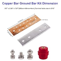 4 Pack-.157" x 2.36" x 7.87" Copper Ground Bar