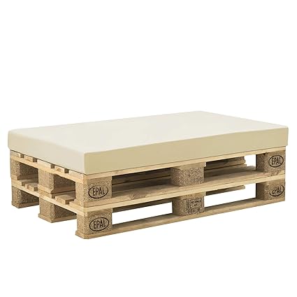 [neu.haus] Palettenkissenbezug 120x80x10cm Beige In- & Outdoor Palettenkissen Schaumstoff Sitzkissen Bezug Palettenpolster Wa
