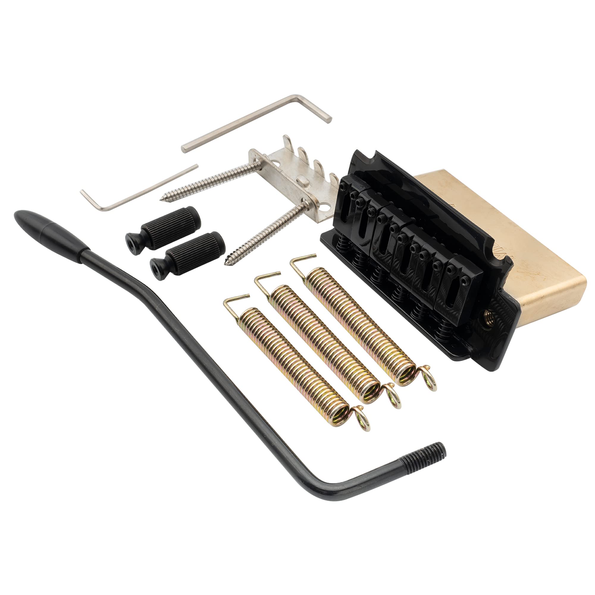 Musiclily Pro 52.5mm Modern 2-Point Tremolo Bridge 40mm Solid Brass Block for Squier Strat Style Electric Guitar, Black