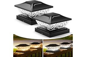 ENSLI Solar Post Lights Outdoor, 2 Mode Bright Solar Post Lights Outdoor Fence Post Cap Lights, Outdoor Post Lights Solar Powered Deck Lights for 4x4 4.5x4.5 5x5 Post, 2 Pack (Black)
