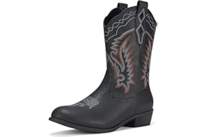 Rollda Kids Cowboy Boots Western Round Toe Cowgirl Boots for Boys Girls Toddler/Little Kid/Big Kid