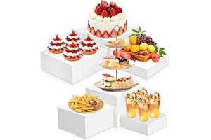 BOBOKA Buffet Risers, 6 Pack Food Risers for Buffet Table, 6"-11" Acrylic Food Display Stand for Catering Dessert Collectibles Jewelry Figures, Acrylic Cube Box Nesting Risers for Wedding Event Party