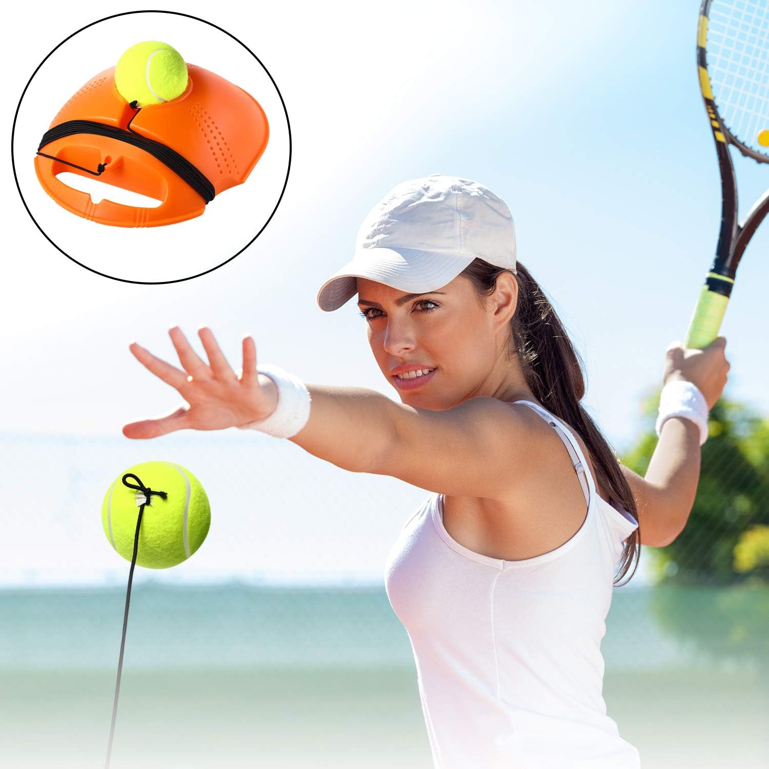 Gejoy Tennis Ball Trainer Tennis Training Tennis Trainer Ball with String Self Practice Training Tennis Ball Tool Tennis Equipment for Tennis Training Supply: Sports & Outdoors