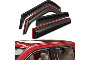 KitsPro in-Channel Side Window Rain Guards for 2017-2024 Ford F-250 F-350 Super Duty, 2015-2020 Ford F-150, Gloss Black Window Deflectors Vent Visors, Set of 4 (ONLY FIT SuperCrew Crew Cab)