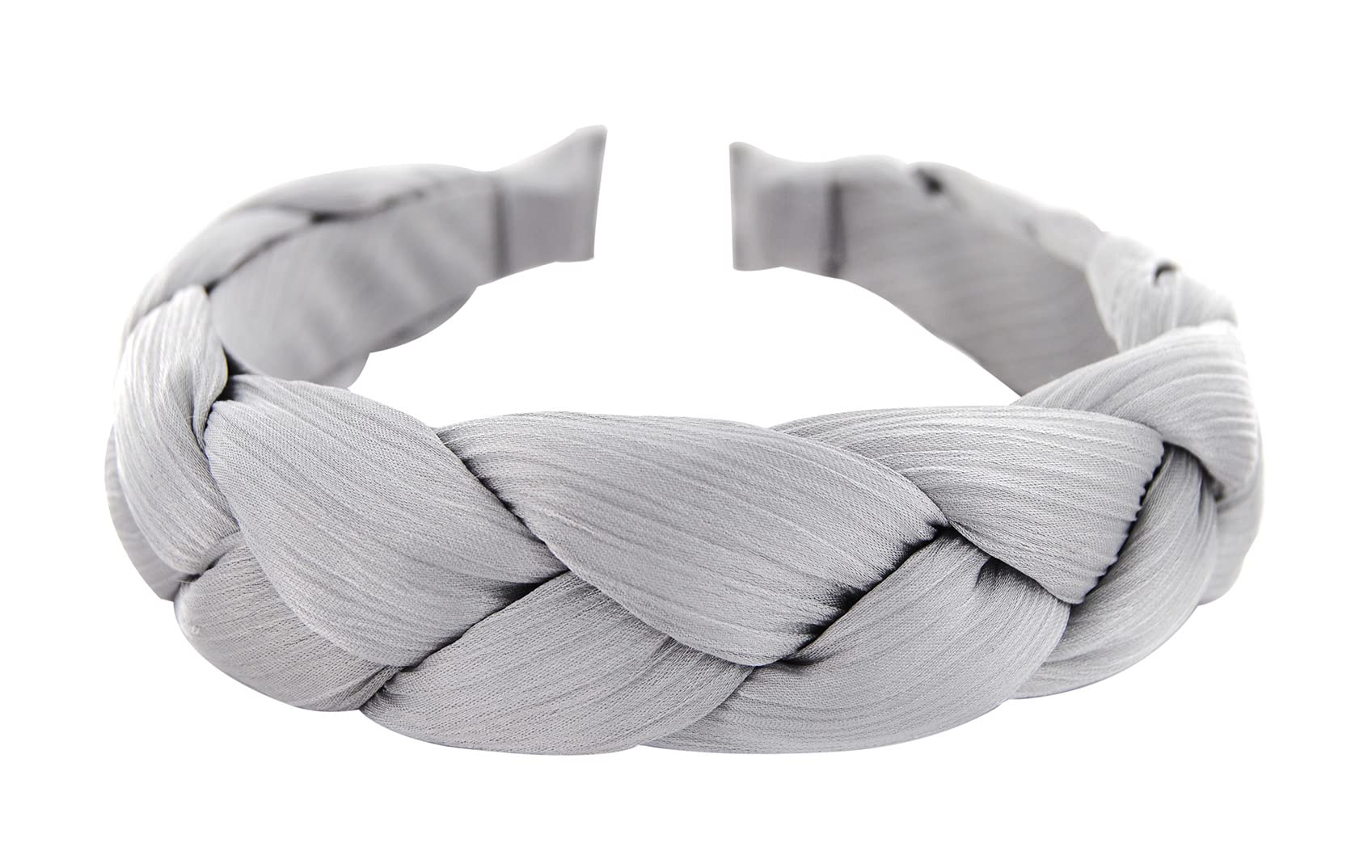 axy Headband with Braided Fabric in Candy Colours – Beautiful Headband Women's Hair Accessories Headband HRZ2 (Silver Grey)