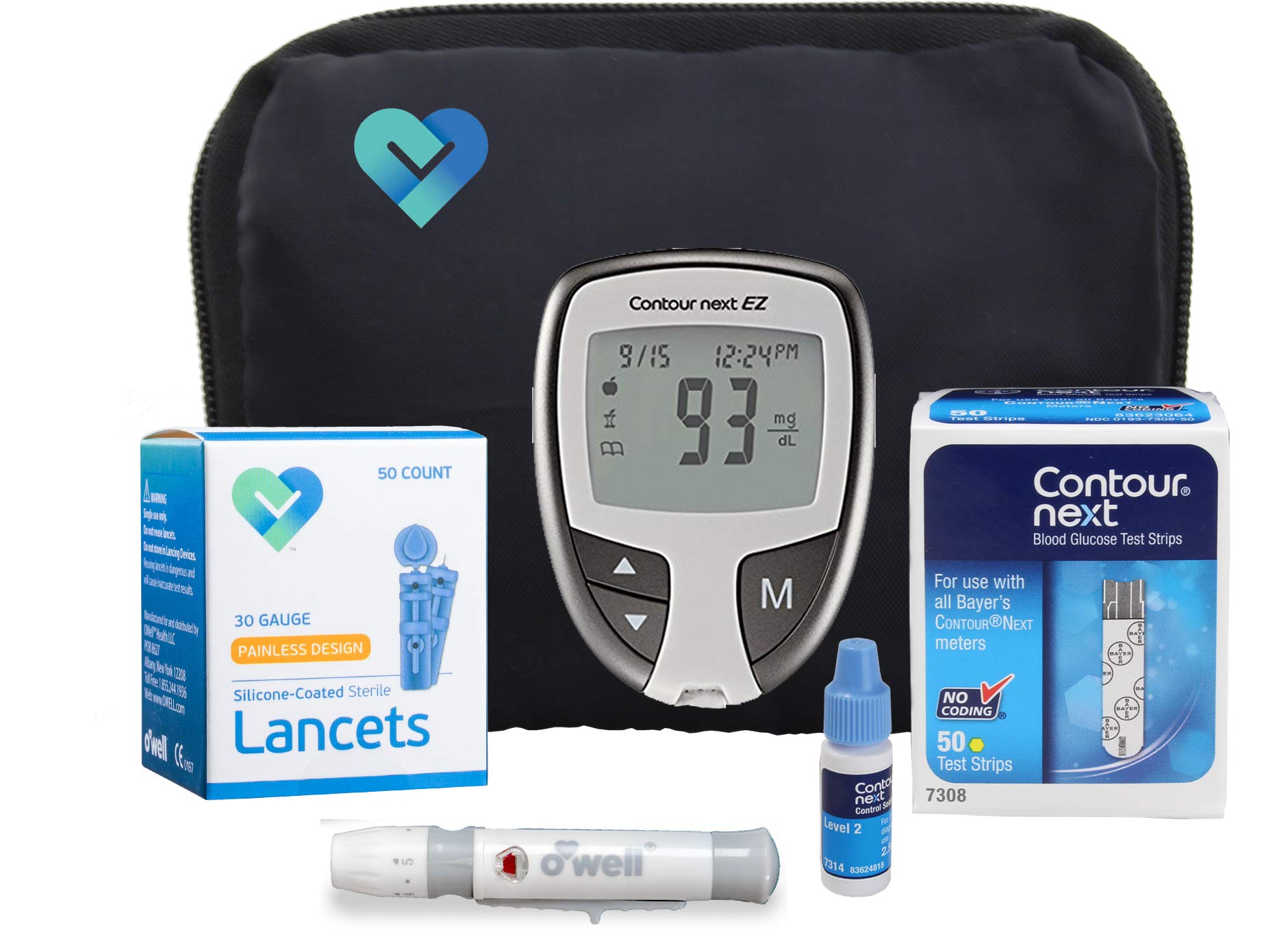 O'WELL Contour Next EZ Diabetes Testing Kit Contour Next EZ Meter, 50