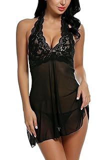 Avidlove Mujer Ropa Interior Sexy Vestido Halter Babydoll Encaje