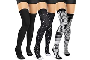 LEVSOX Thigh High Compression Socks for Women 15-20 mmHg Over the Knee Compression Stockings for Men 3 Pair
