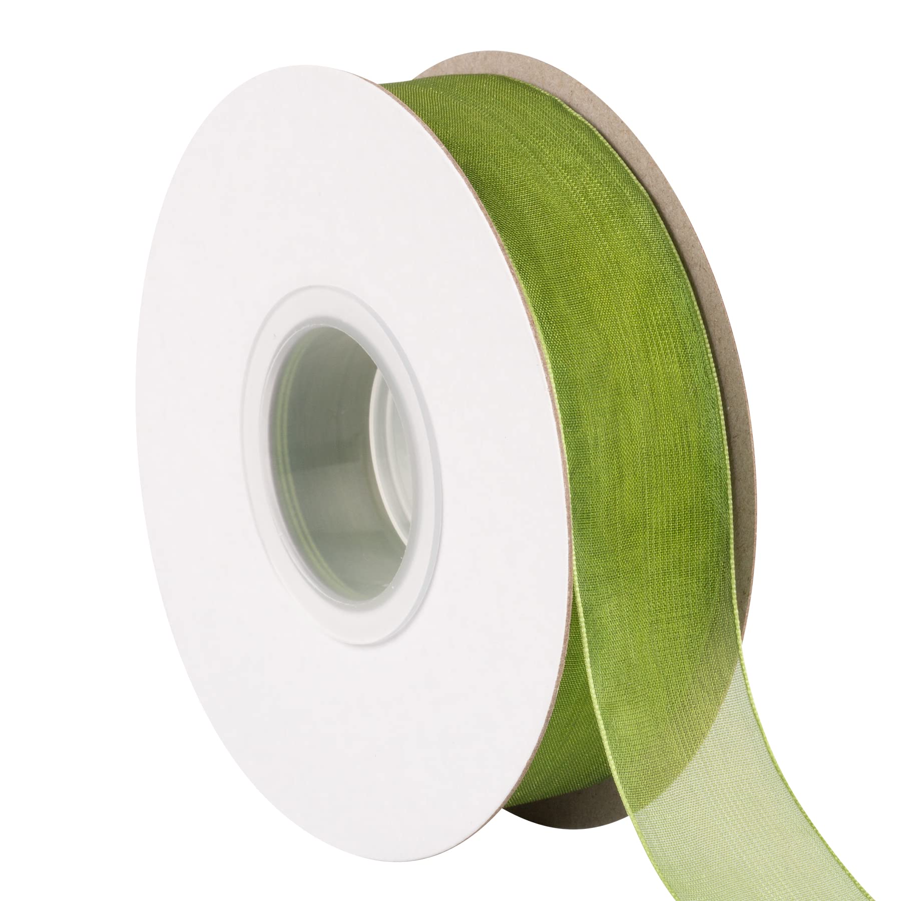 TEKDEERE 25mm Sheer Organza Ribbon,Moss Shimmer Chiffon Ribbon for DIY Crafts Wedding Party Decorations, Gift Wrapping Bridal Bouquets (45M)