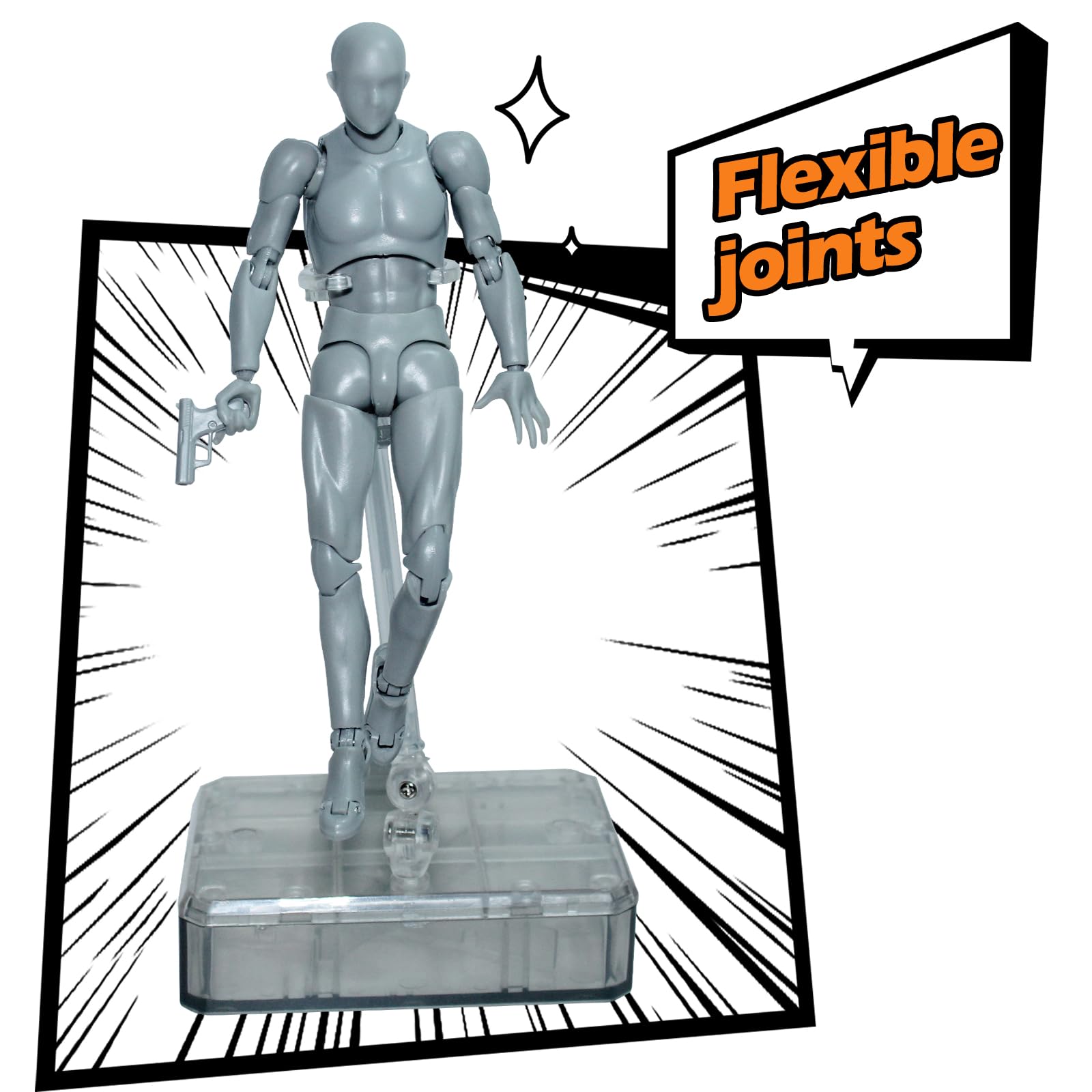 AXITWXIT Body Kun Artist Manikin Figure Drawing Supplies Drawing Tools, Mannequin for Artists Drawing Figures Model for Sketching, Painting, Artists Male (Grey-Body KUN)