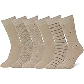 Easton Marlowe Mens Dress Socks 6 Pair Combed Cotton Classic Patterns No Seam Comfort