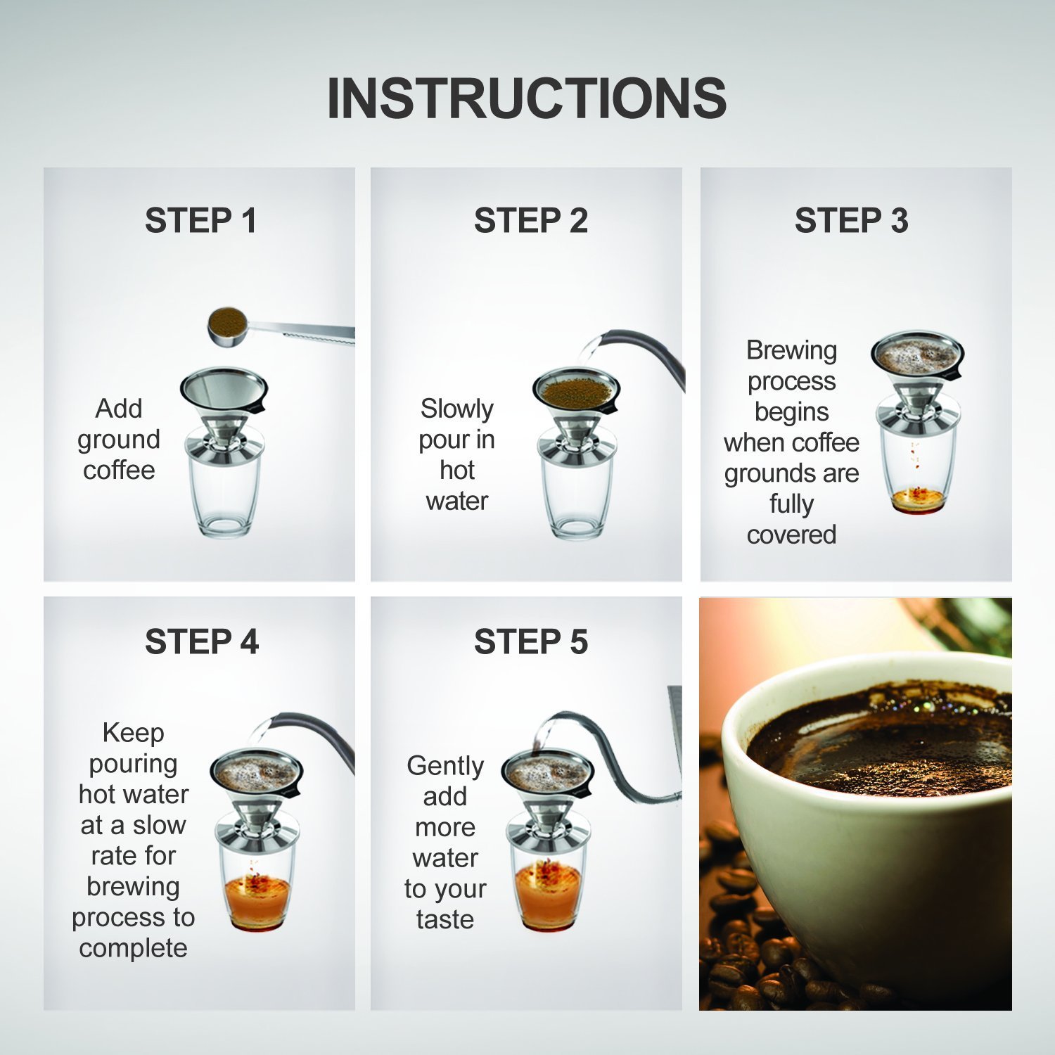 Edelstahl über Kaffee Gießen Tropfer von Housewares Lösungen + Bonus Kaffee Schaufel mit Built in Tasche Clip