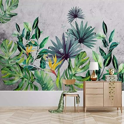 YiShuQiang Wallpaper Fototapeten Anlage verlässt Bananen-Orchideen-   Wand Wandbilder Wohnzimmer Schlafzimmer Büro Flur Dekor
