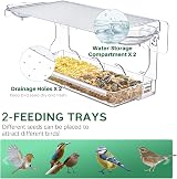 WELDUN Window Bird Feeders with 2 Water Bowls Clear Bird Feeder 24.5x10x14cm view 3