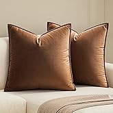 MIULEE Pack of 2 Brown Decorative Velvet Throw Pillow Cover Soft Pillow Cover Soild Square Cushion Case for Sofa Bedroom Car 18x 18 Inch 45x 45cm