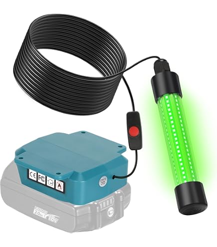 2-Pack Led Fishing Light,Ice or Night Fishing,Battery Clip 12V 20W 1300LM IP68 5M,Underwater Submersible Lure Lamp,Attractants for Squid,Crappie,for Dock,Fresh & Salt (White) : Sports & Outdoors