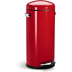 Simplehuman 30 Litre Retro Pedal Bin - Red Steel