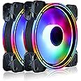 Conisy Rainbow Series 120mm Case Fan for Computer Case, Super Silent Efficient RGB LED PC Cooling Fan - Dual Pack (Colorful)