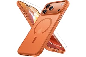 Miracase Magnetic for iPhone 17 Pro Case 6.3" with Screen Protector, [Compatible with MagSafe] Military-Grade Protection, Anti-Fingerprint, Slim Thin Phone Case for 17 Pro Cover, Orange
