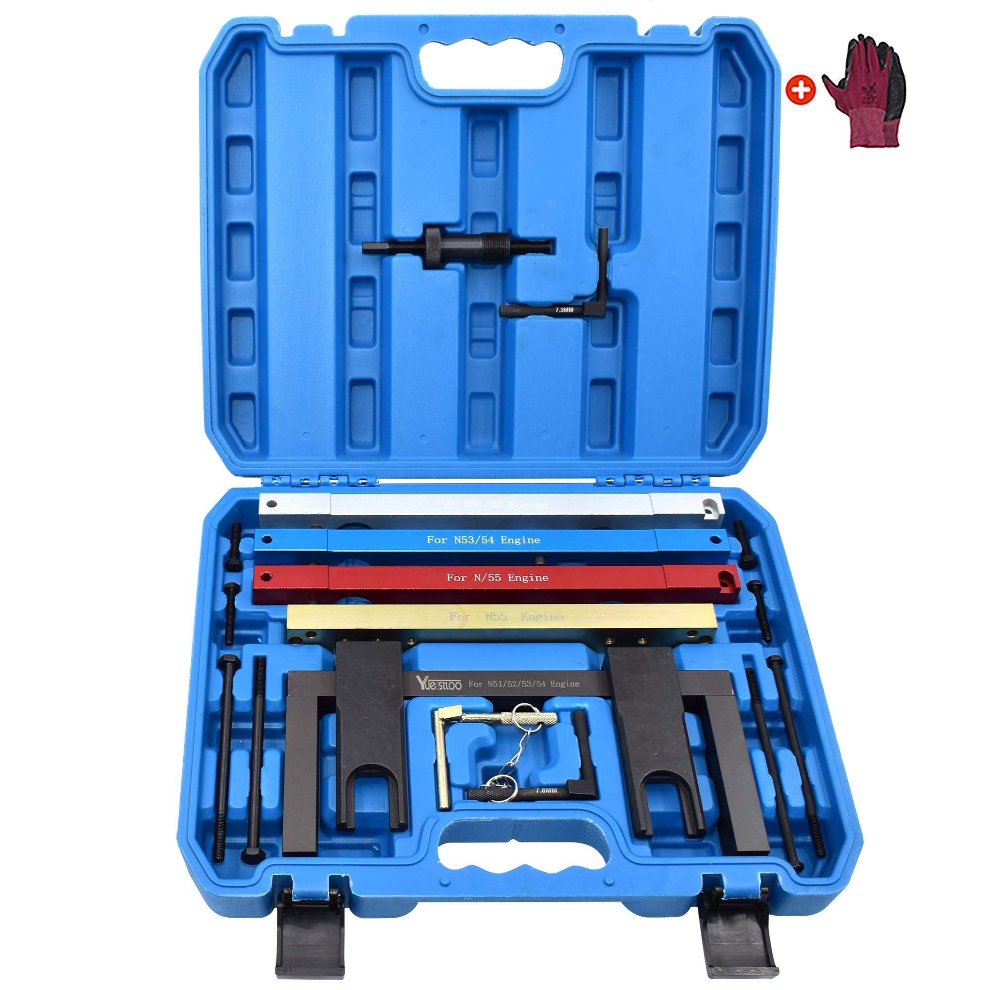 Photo 1 of Yuesstloo Master Engine Timing Camshaft Alignment Locking Tool Kit, Compatible with BMW 2.5L 3.0L N51 N52 N53 N54 N55 Engines, Crankshaft Flywheel Alignment Tool Kit