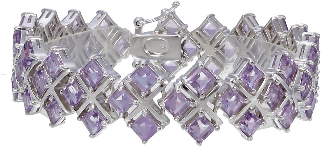 Rhodium Plated Amethyst Bracelet (21 CT)