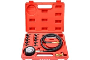 VKALTUL 0-140 PSI Engine Oil PressureTester Gauge Kit TU-12A Automatic Transmission Diagnostic Test Tool 12 Pieces