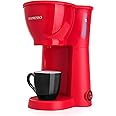 Mixpresso Mini Compact Drip coffee Maker With Brewing Basket, Red Small Coffee Pot, One Cup Brew, Gift For Men And Women, 10.